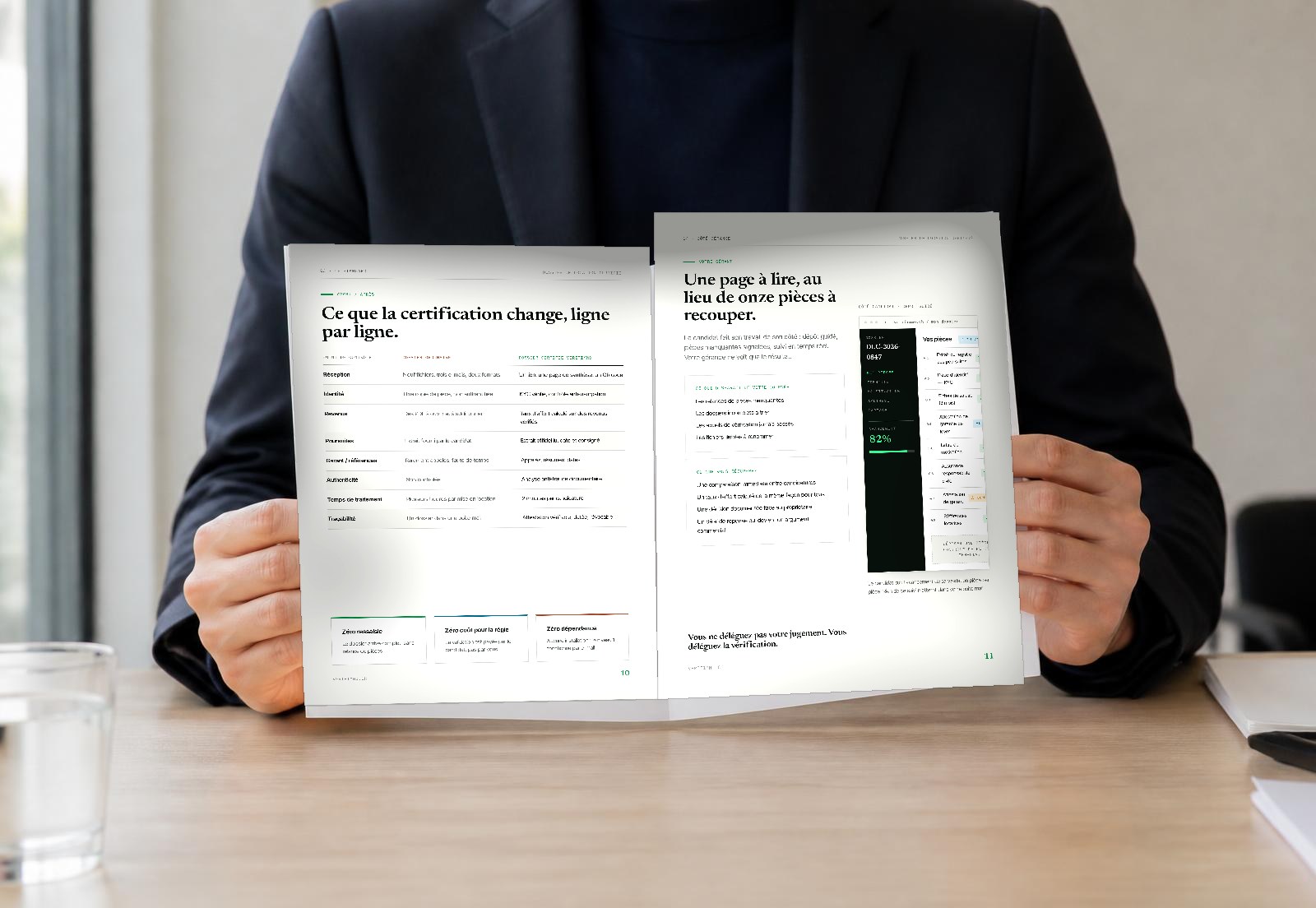 Professionnel en costume lisant la brochure VERIFIMMO