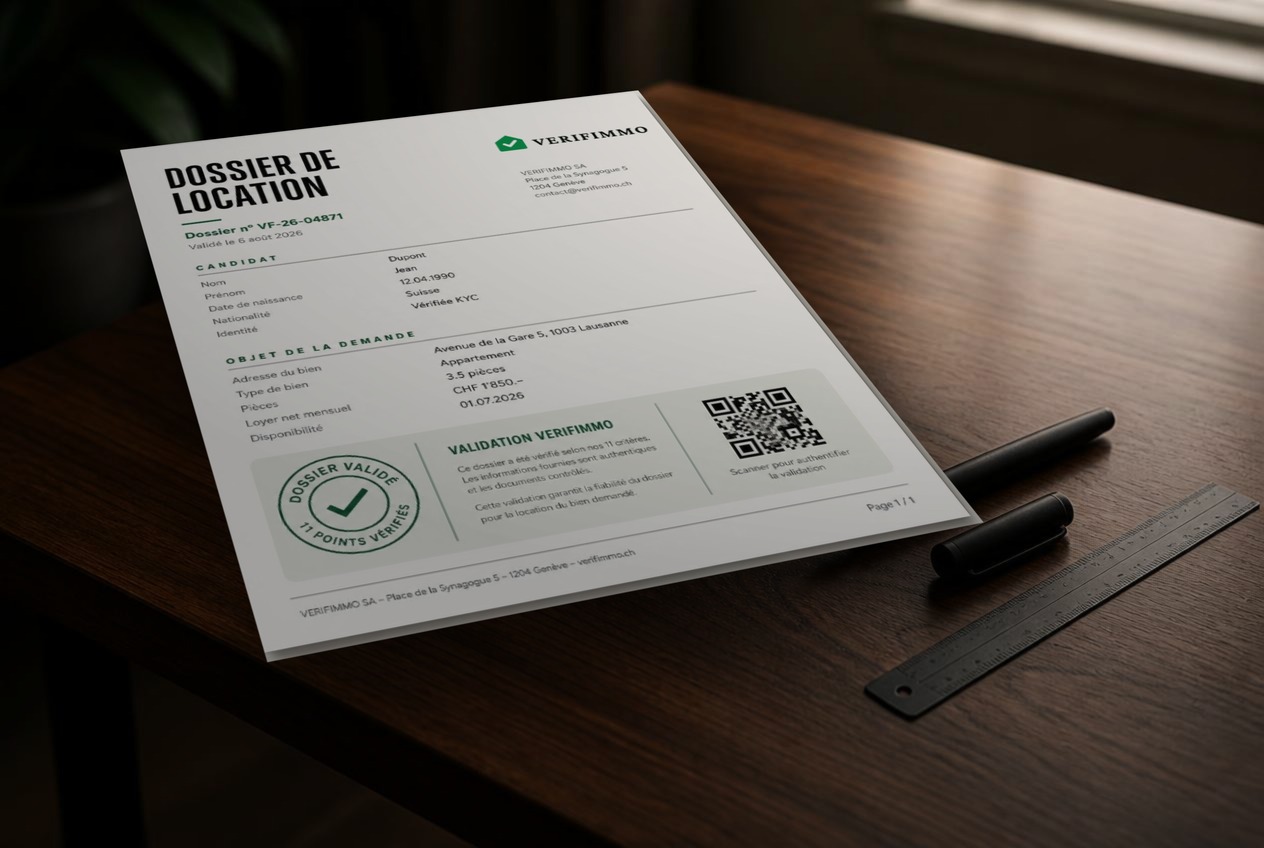Dossier de location certifié sur un bureau avec ordinateur portable