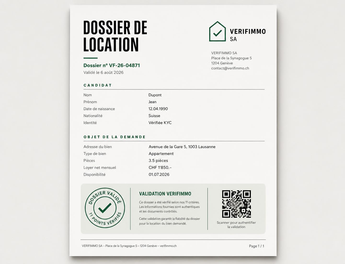 Dossier validé VERIFIMMO