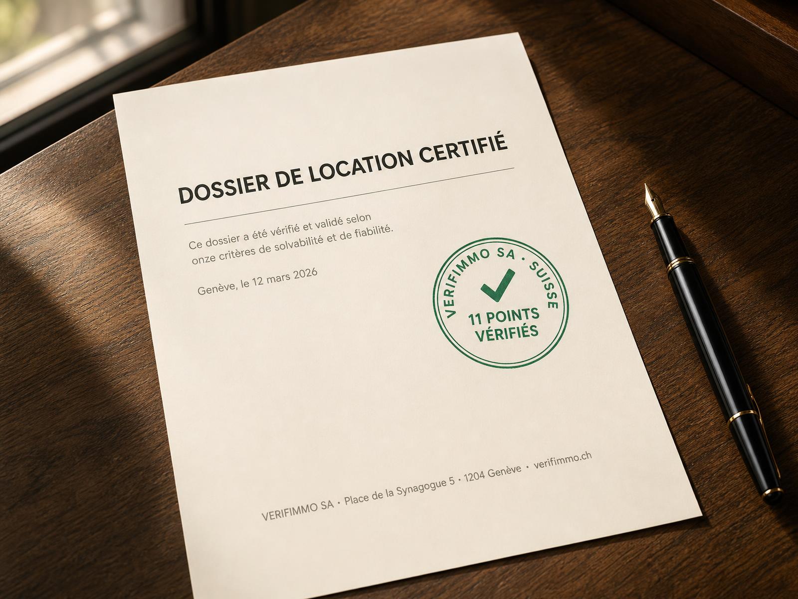 Sceau VERIFIMMO « 11 points vérifiés » sur un dossier de location certifié